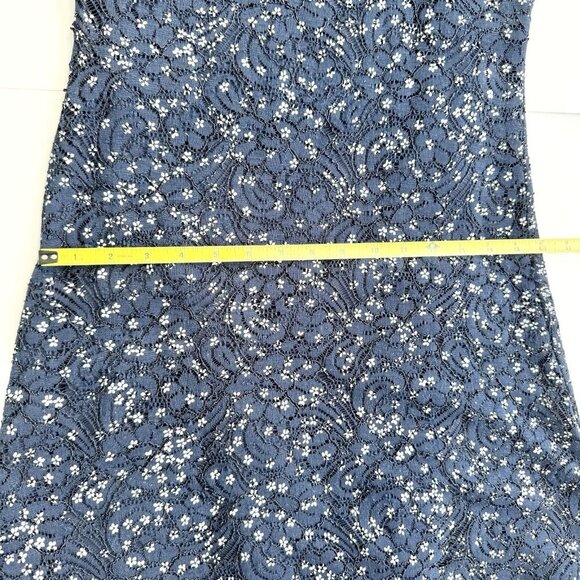 Floral Lace Dress Schoolgirl Dark Academia Navy And White Full Lined XS Stretchy - Picture 13 of 13